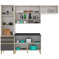 Cozinha Compacta Bartira Jaspe com 6 Portas, 3 Gavetas e 6 Prateleiras - 260,4cm de largura - 3