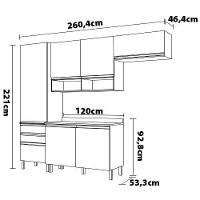 Cozinha Compacta Bartira Jaspe com 6 Portas, 3 Gavetas e 6 Prateleiras - 260,4cm de largura - 9
