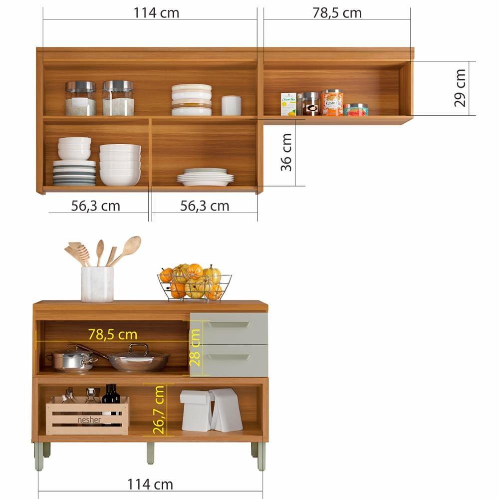 Cozinha Compacta em MDF Nesher Princesa com 3 Portas, 6 Prateleiras e 2 Gavetas - 200cm de largura - 8