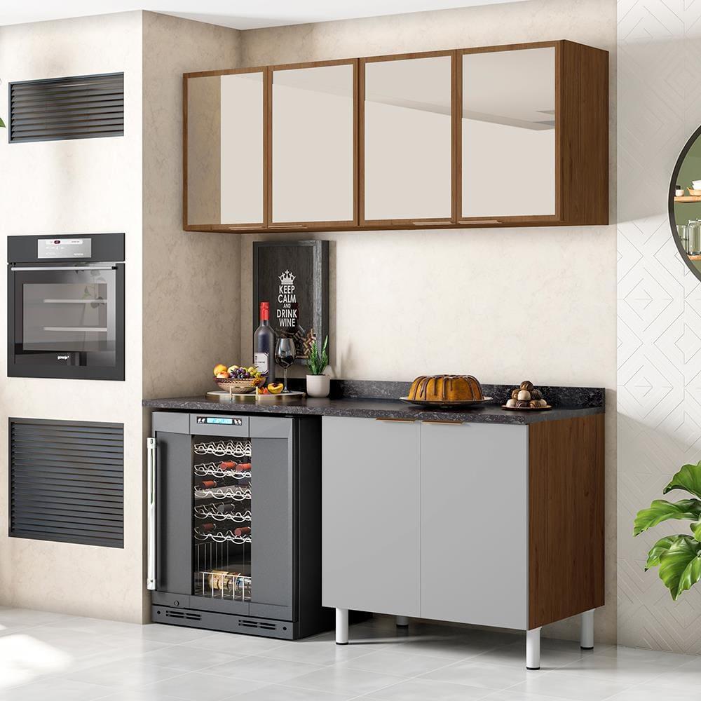 Cozinha Compacta Bartira Rubi com 6 Portas e 3 Prateleiras 160cm de Largura - 1