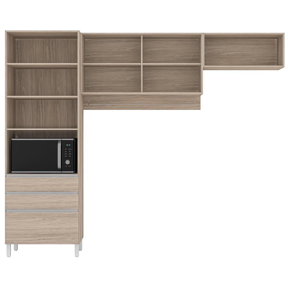 Cozinha Compacta Bartira Amazonita com 5 Portas, 3 Gavetas e 5 Prateleiras - 271cm de largura - 3