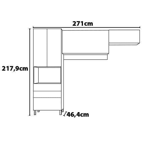 Cozinha Compacta Bartira Amazonita com 5 Portas, 3 Gavetas e 5 Prateleiras - 271cm de largura - 7