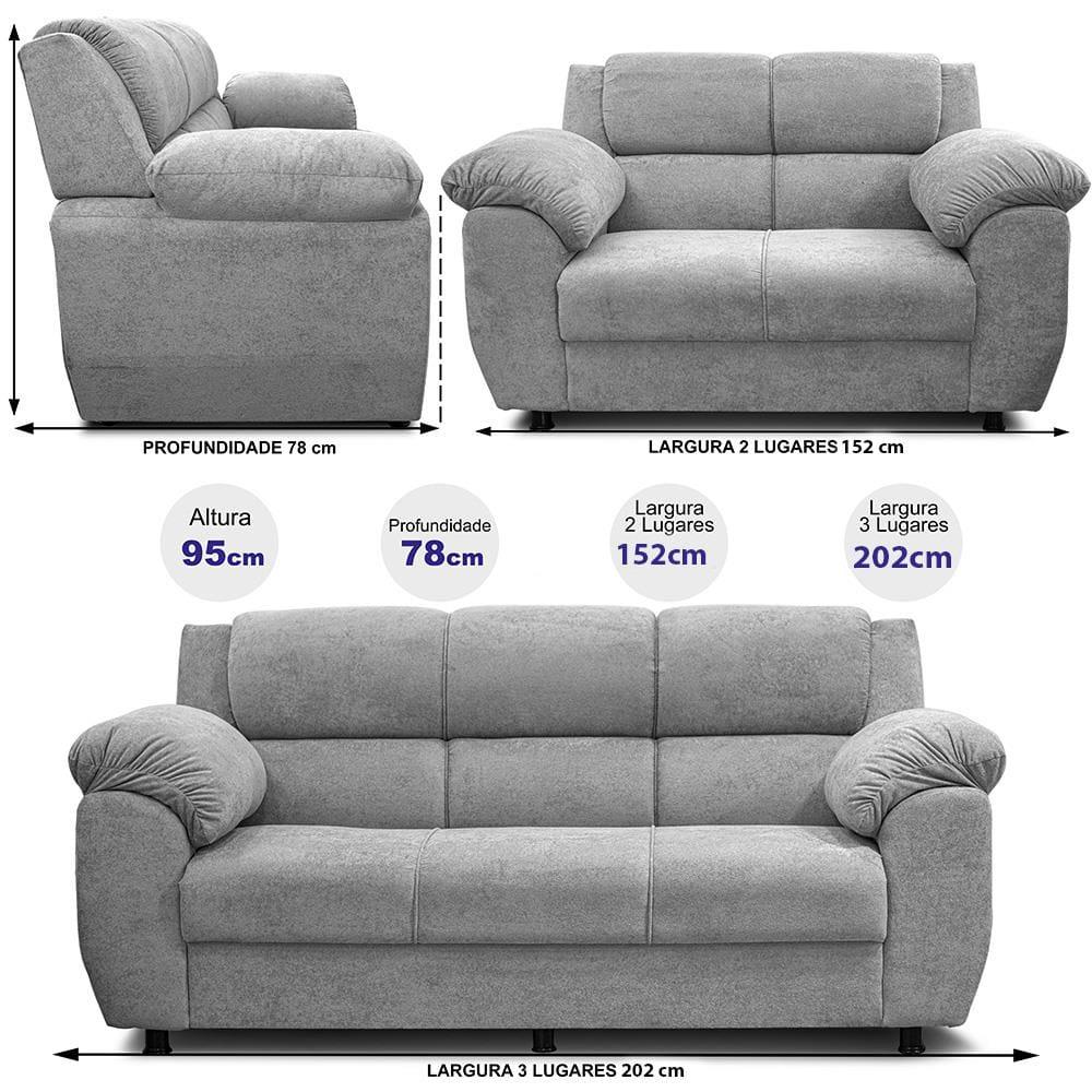 Sofá de 3 e 2 Lugares Cama inBox Paris com 202cm e 152cm de Larguras e Revestidos em Bouclé - 7