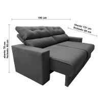 Sofá 3 lugares Cama Inbox Clean Reclinável - 190 cm de largura + Painel Home Suspenso Colibri Tocantins com 160 cm de largura para TVs de até 60" - 5
