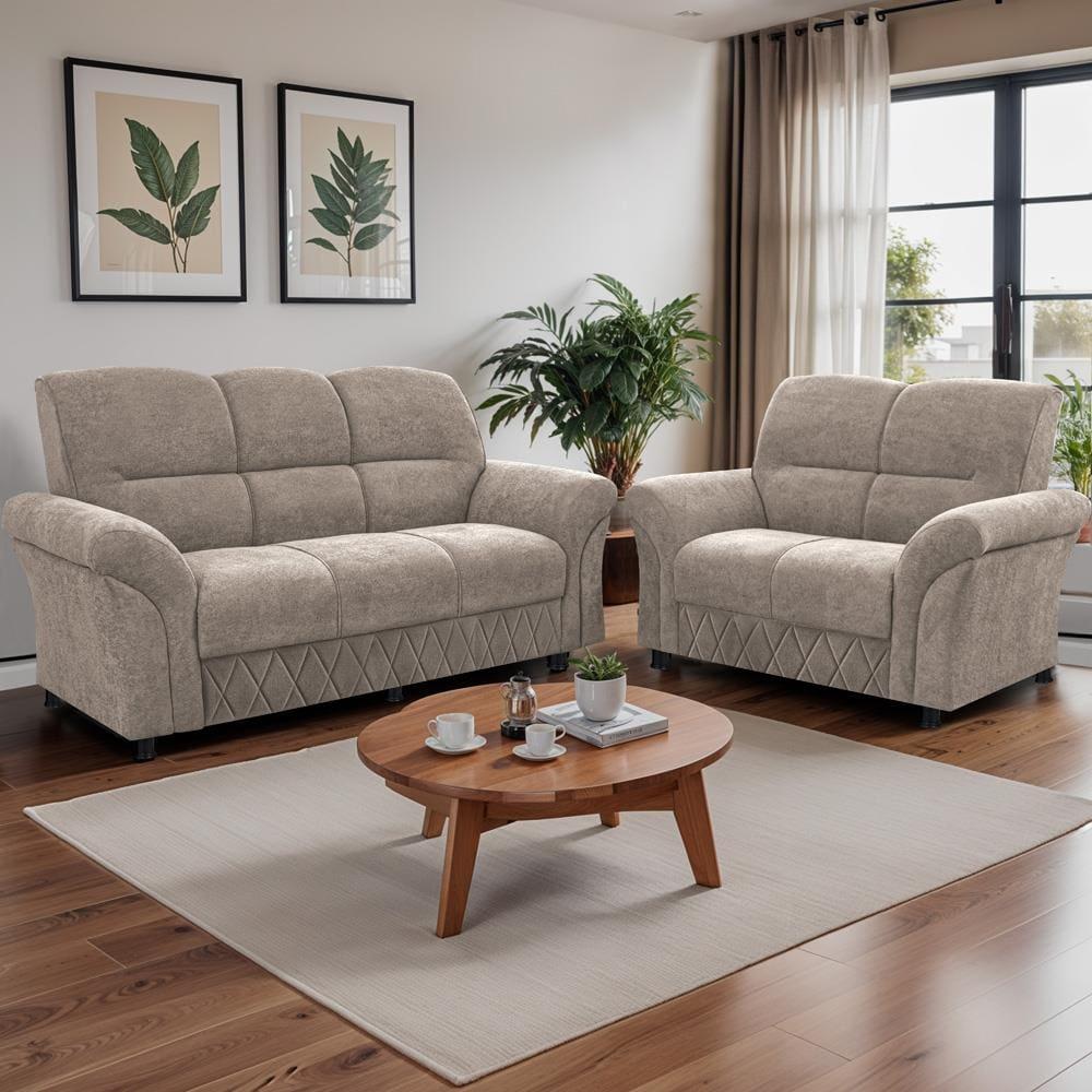 Sofá de 3 e 2 Lugares Cama inBox Mourato com 187cm e 140cm de Larguras e Revestidos em Bouclé - 1