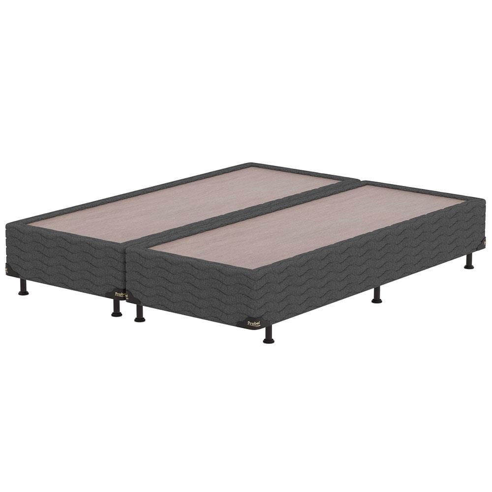 Base Box King Size Probel Village com Revestimento em Tecido Poliéster 38x193x203cm - Preto - 1