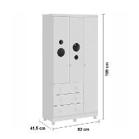 Guarda-Roupa Infantil Peroba Móveis Duda com 3 Portas, 3 Gavetas + Cômoda Duda Plus com 4 Gavetas - 7