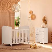 Berço Americano + Cômoda Infantil Peroba Duda Plus com 4 Gavetas - 65,1cm de largura - 1