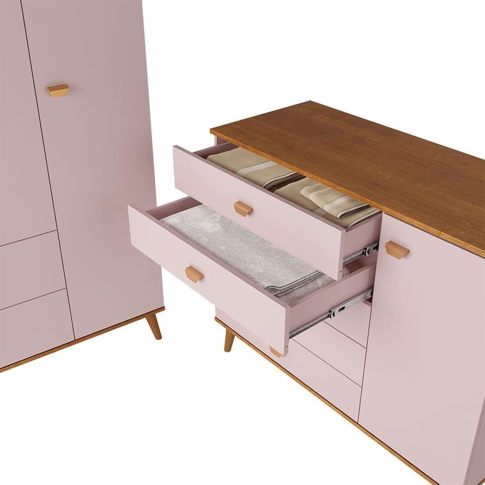 Guarda-Roupa Bartira Ternura com 3 Portas, 2 Gavetas + Cômoda Bartira Ternura com 5 Gavetas e 1 Porta - 5