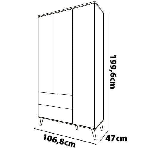 Guarda-Roupa Bartira Ternura com 3 Portas, 2 Gavetas + Cômoda Bartira Ternura com 5 Gavetas e 1 Porta - 6