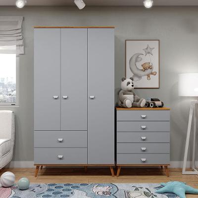 Guarda-Roupa Bartira Ternura com 3 Portas, 2 Gavetas + Cômoda Bartira Ternura com 5 Gavetas