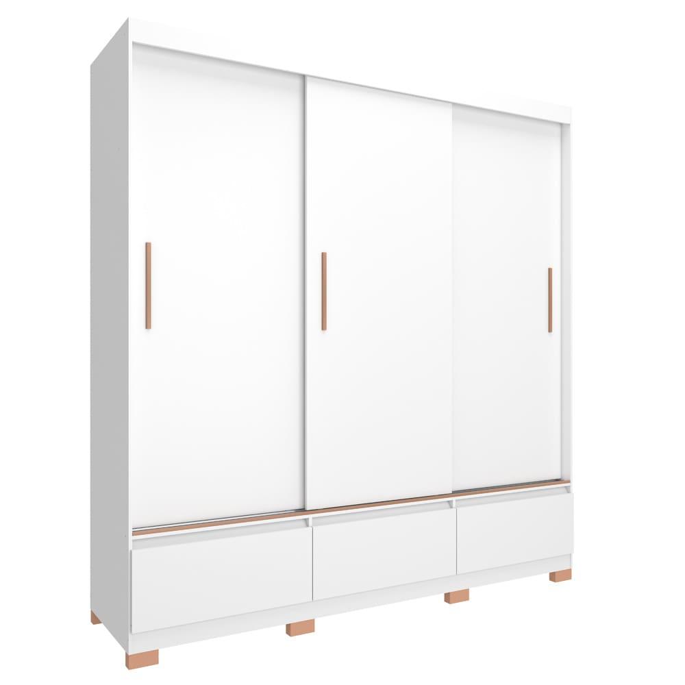 Guarda-Roupa Bartira Monza com 3 Portas de Correr e 3 Gavetas + Cômoda Versatti com 5 Gavetas + Cabeceira para Cama Box Casal Versatti com Tomada - 2
