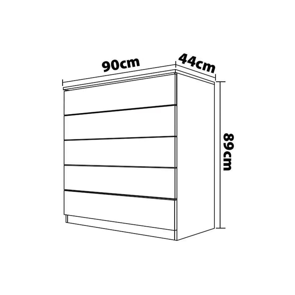 Guarda-Roupa Bartira Diplomata com 7 Portas e 6 Gavetas + Cômoda Diplomata com 5 Gavetas + Cabeceira para Cama Box Casal e Queen Diplomata - 9