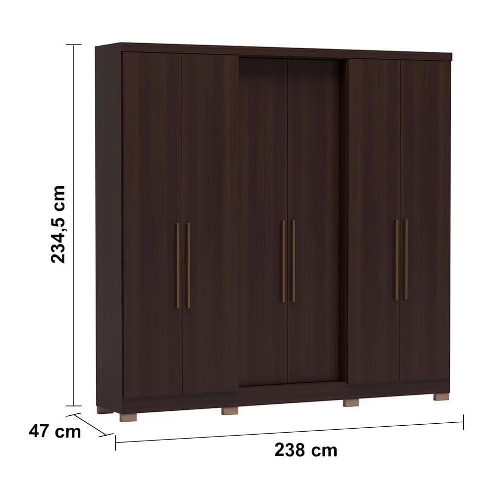 Guarda-Roupa Casal Bartira Napoli UP 6 Portas e 4 Gavetas + Cama Box Conjugada Casal Umaflex New Florença com Molas Ensacadas 55x138x188cm - 5