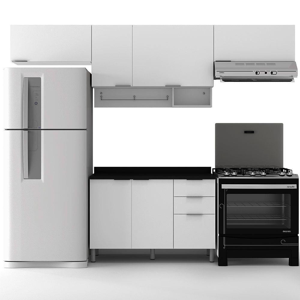 Cozinha Completa Bartira Rubi com 6 Portas, 3 Gavetas e 3 Prateleiras - 280cm de largura - 2