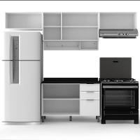 Cozinha Completa Bartira Rubi com 6 Portas, 3 Gavetas e 3 Prateleiras - 280cm de largura - 3