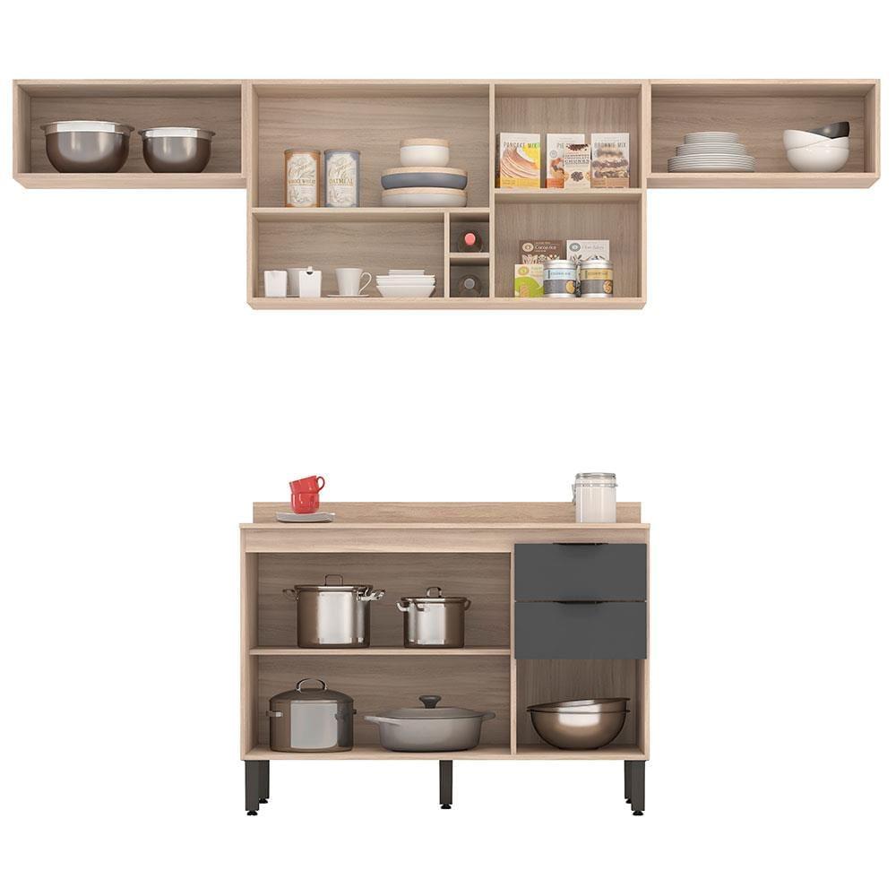 Cozinha Completa Demóbile Firenze com 7 Portas, 3 Gavetas, 3 Prateleiras e Nicho - 259,5cm de Largura - 3