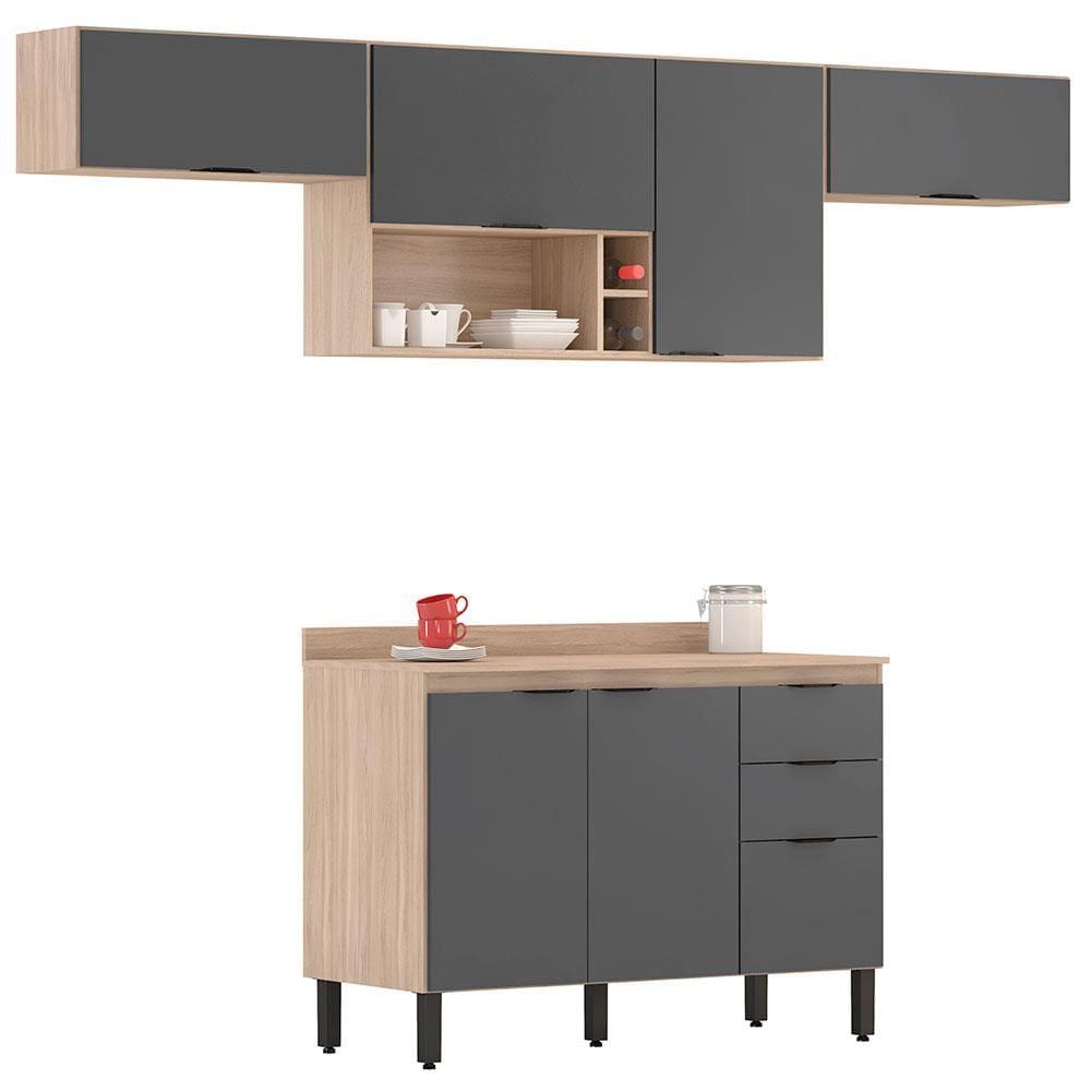 Cozinha Completa Demóbile Firenze com 7 Portas, 3 Gavetas, 3 Prateleiras e Nicho - 259,5cm de Largura - 4