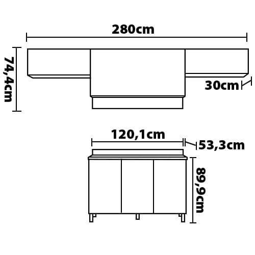 Cozinha Completa Bartira Amazonita com 7 Portas e 3 Prateleiras - 280cm de largura - 7