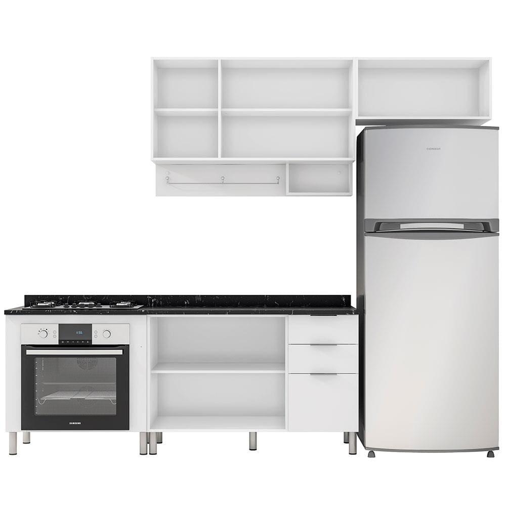 Cozinha Compacta Bartira Rubi com 5 Portas, 3 Gavetas e 3 Prateleiras - 202,2cm de largura - 3