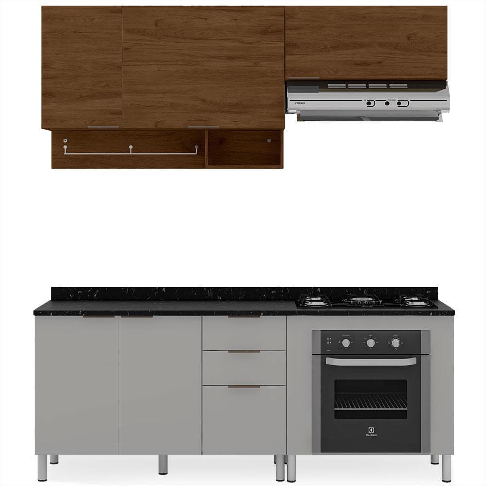 Cozinha Completa Bartira Rubi com 5 Portas, 3 Gavetas e 3 Prateleiras - 200cm de largura - 2