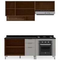 Cozinha Completa Bartira Rubi com 5 Portas, 3 Gavetas e 3 Prateleiras - 200cm de largura - 3