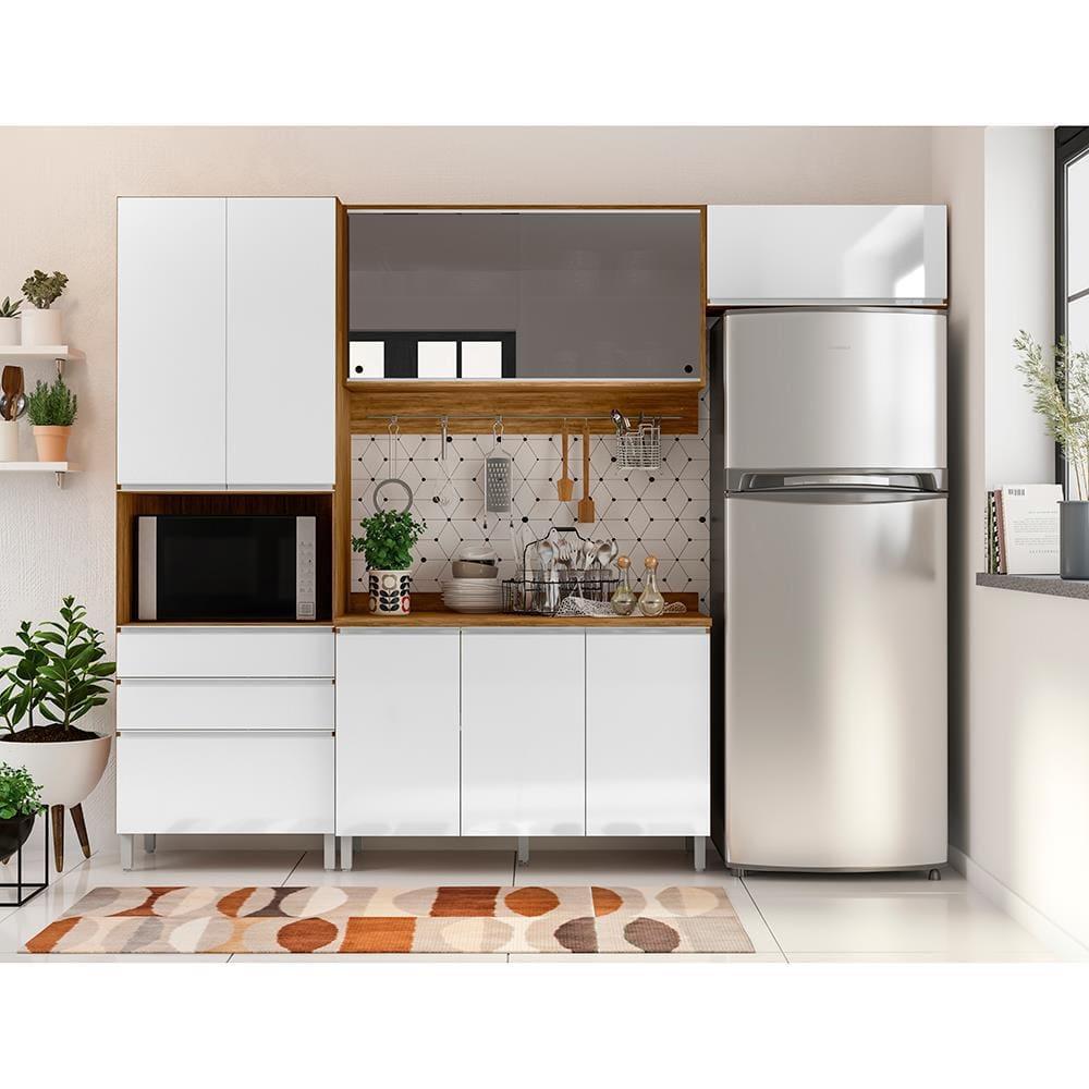 Cozinha Completa Bartira Amazonita com 8 Portas, 6 Prateleiras e 3 Gavetas - 271cm de largura - 1
