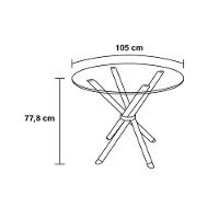 Mesa de Jantar Aço Nobre Leticia com Tampo de Vidro e 4 Cadeiras Liz com Assento Estofado Revestido em Suede - 4