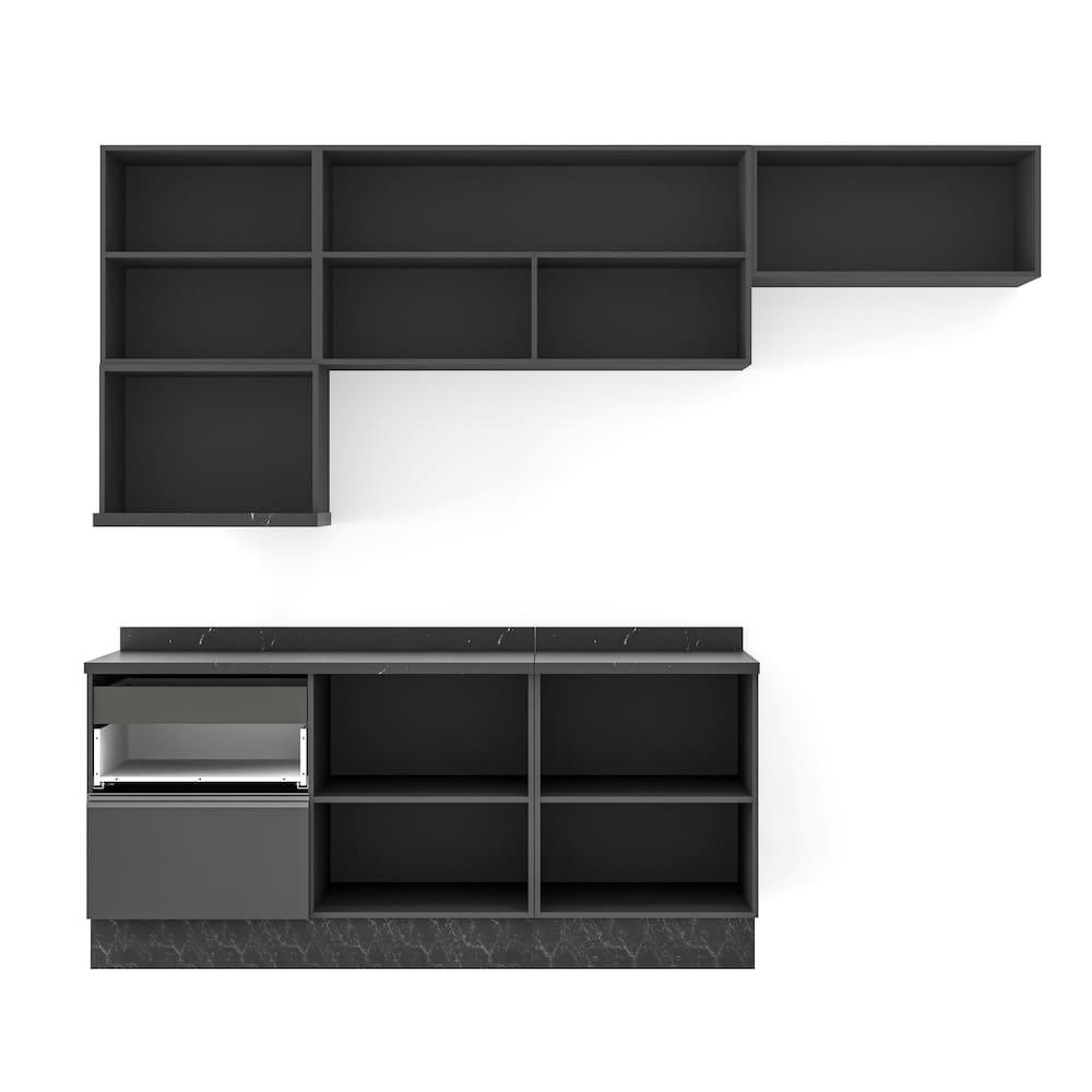 Cozinha Completa Bartira Linea com 6 Portas, 3 Gavetas, Portas de Vidro e Nicho - 260 cm de Largura - 3