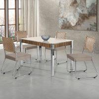 Mesa de Jantar Aço Nobre Cláudia com Tampo Kanon e 4 Cadeiras - 1