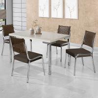 Mesa de Jantar Aço Nobre Kansas com 4 Cadeiras com Assento Estofado Revestido em Suede - 2