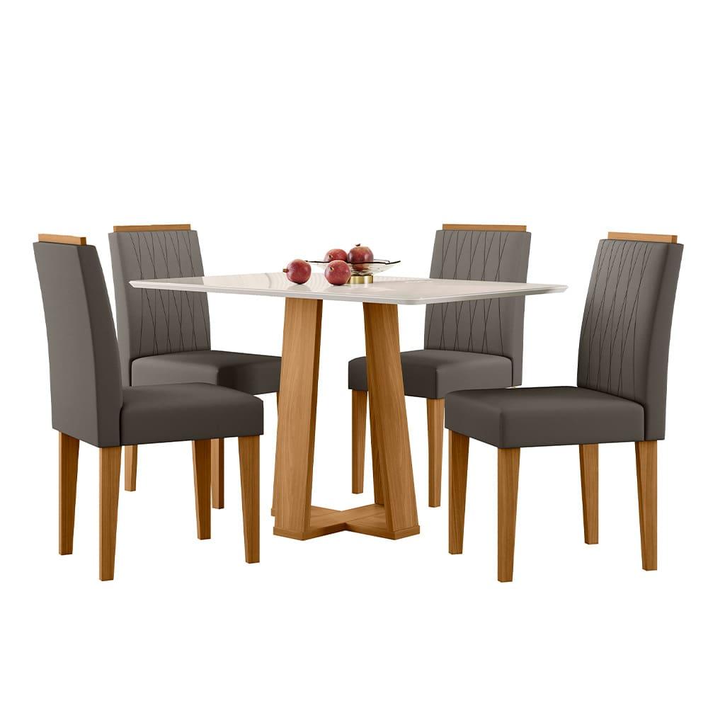 Mesa de Jantar Retangular New Ceval Amsterdam com 4 Cadeiras Estofadas e Revestidas - 4