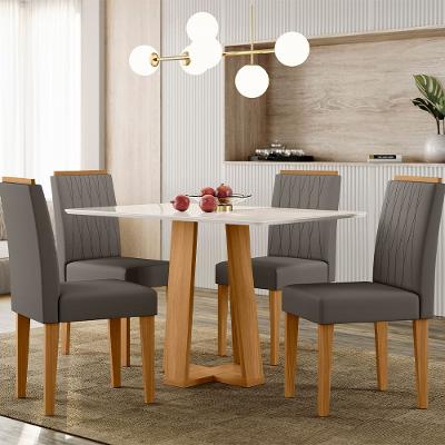Mesa de Jantar Retangular New Ceval Amsterdam com 4 Cadeiras Estofadas e Revestidas