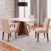 Mesa de Jantar Retangular Dobuê Dublin com 4 Cadeiras Revestidas em Tecido Veloplus - 1