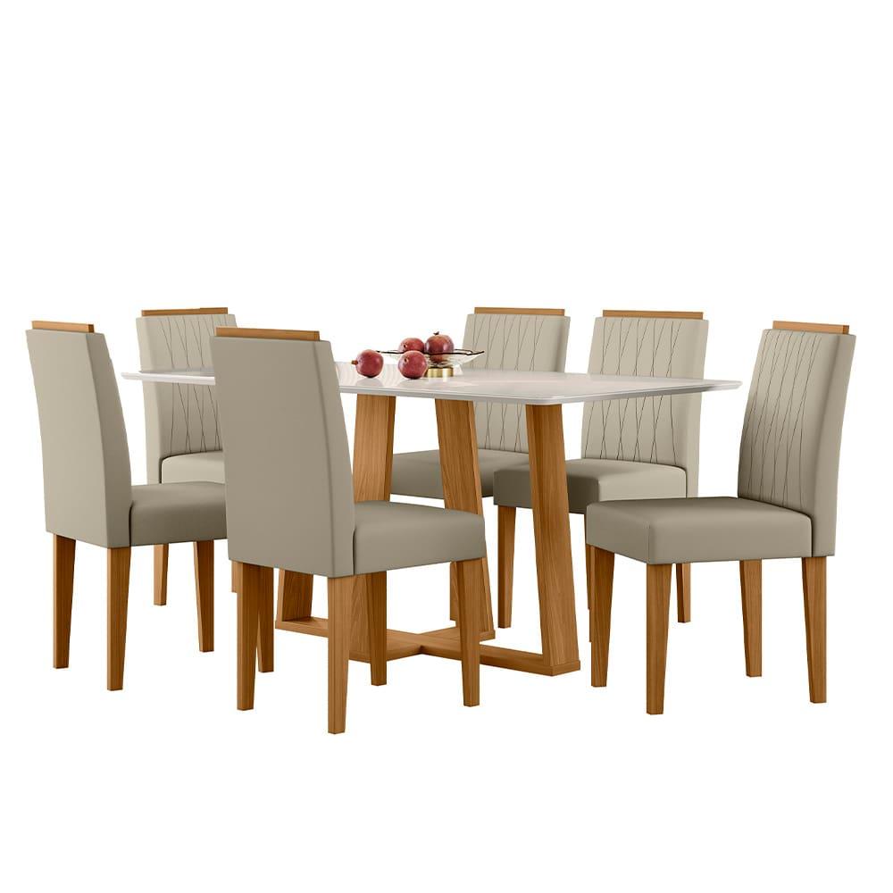 Mesa de Jantar Retangular New Ceval Amsterdam com 6 Cadeiras Estofadas e Revestidas - 4