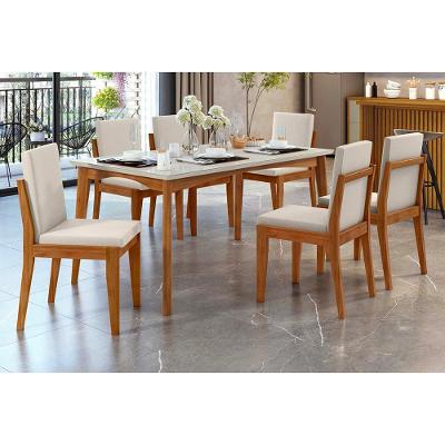 Mesa de Jantar Nesher Lady com 6 Cadeiras – Natural/Off White