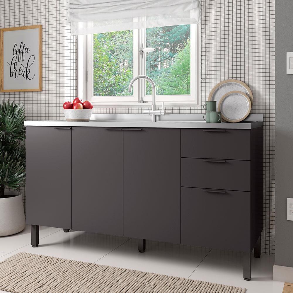 Balcão Bartira Universal com 3 Portas, 3 Gavetas e 2 Prateleiras - 150 cm de largura - 1