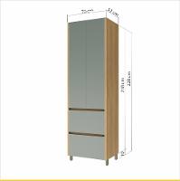 Paneleiro Nesher Rainha 70cm MDF 15mm com 2 Portas, 2 Gavetas e 3 Prateleiras