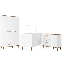 Guarda-Roupa Bartira Ternura com 3 Portas, 2 Gavetas + Cômoda Ternura com 5 Gavetas e 1 Porta + Berço Mini Cama Móveis Estrela Ternura - 2