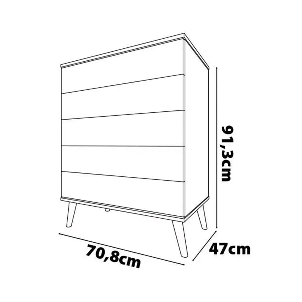 Guarda-Roupa Bartira Ternura com 3 Portas, 2 Gavetas + Cômoda Ternura com 5 Gavetas + Berço Móveis Estrela Ternura - 6
