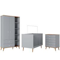 Guarda-Roupa Bartira Ternura com 5 Nichos, 2 Portas, 2 Gavetas + Cômoda Ternura com 5 Gavetas + Berço Móveis Estrela Ternura - 2