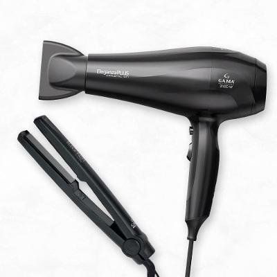 Secador de Cabelos GA.MA Italy Eleganza Plus Ceramic Ion Motor AC 2100W + Prancha Eleganza Infinity One APP1528 - Preto