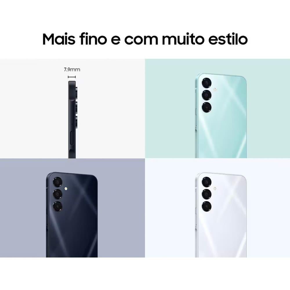 Smartphone Samsung Galaxy A16 5G Azul Escuro, 128GB, 4GB RAM, Câmera de até 50MP, Tela 6.7", NFC, IP54, Bateria 5000 mAh e Processador Exynos 1330 - 10