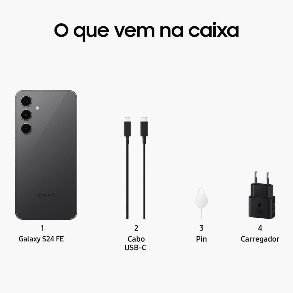 Smartphone Samsung Galaxy S24 FE Grafite, Processador Exynos 2400e, 256GB, 8GB RAM, Câmera Tripla 50MP com Inteligência Artificial e Tela 6.7’’ - 9