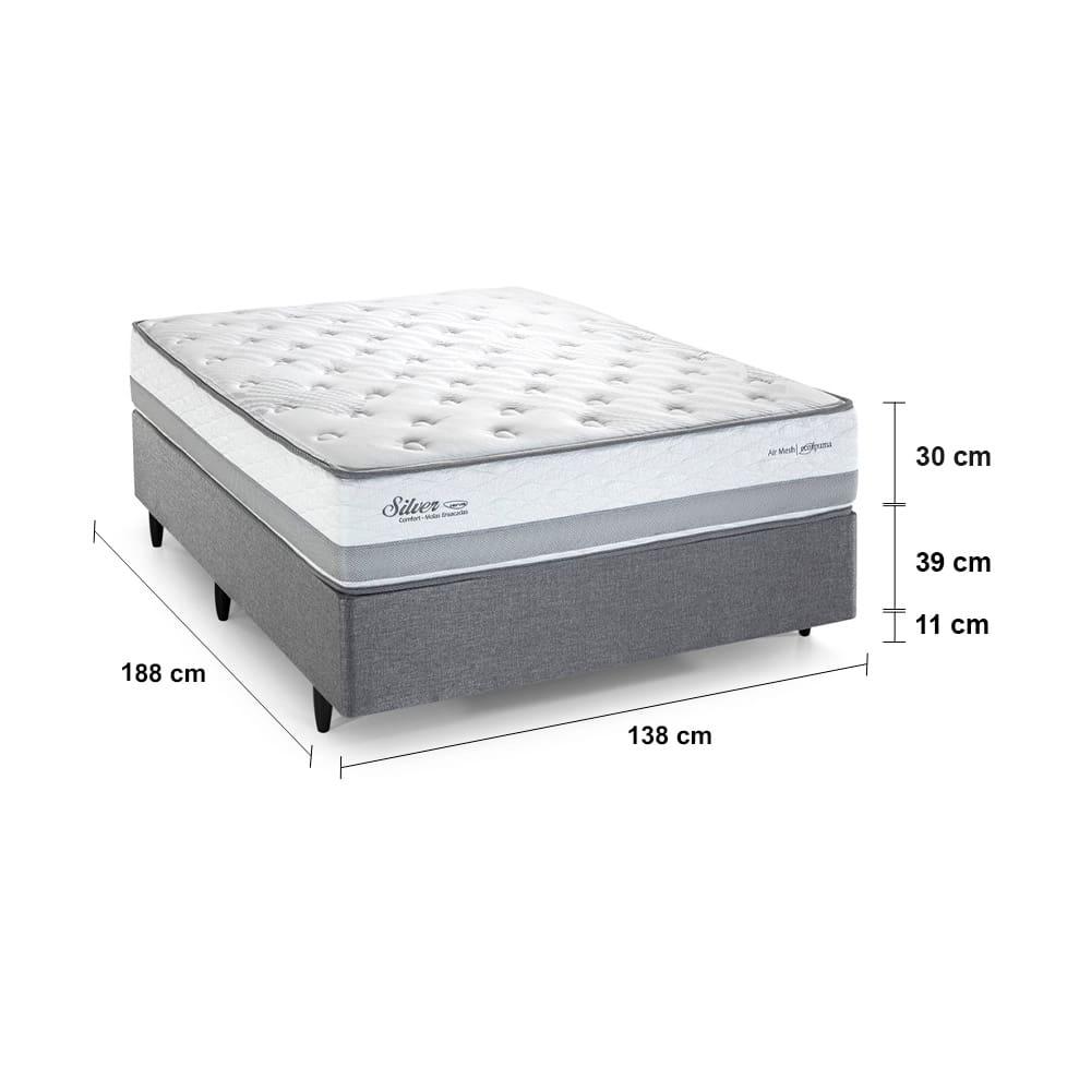 Cama Casal Herval Silver com Pillow Top e Molas Ensacadas 69x138x188cm - Cinza - 4