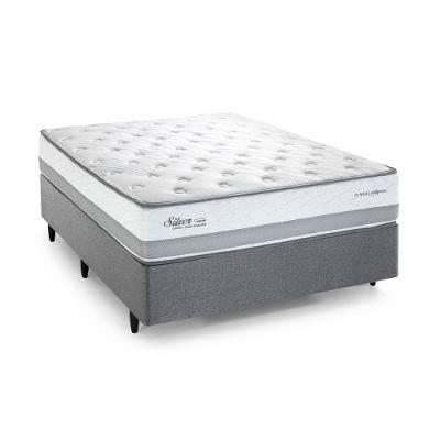 Cama Casal Herval Silver com Pillow Top e Molas Ensacadas 69x138x188cm - Cinza