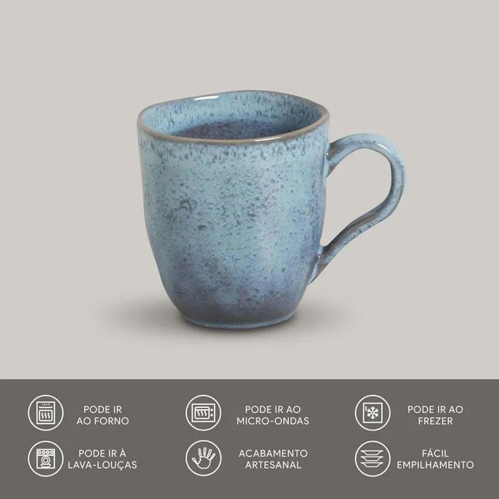 Conjunto de Canecas Porto Brasil Orgânico Breeze em Stoneware Azul 273ml - 4 Peças - 3