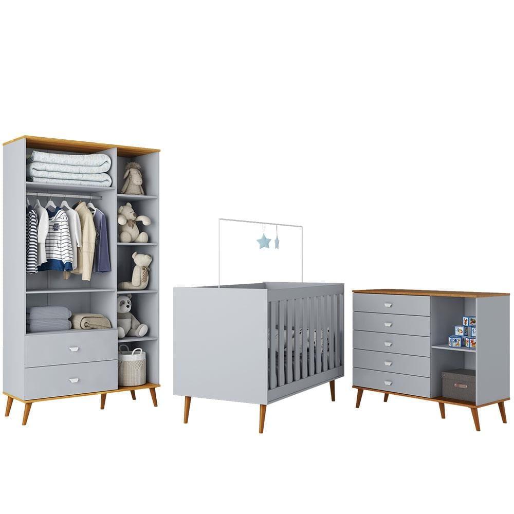 Guarda-Roupa Bartira Ternura com 5 Nichos, 2 Portas, 2 Gavetas + Cômoda Ternura com 5 Gavetas e 1 Porta + Berço Móveis Estrela Ternura - 3