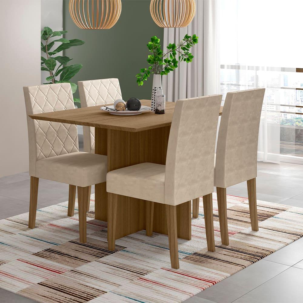 Mesa de Jantar Retangular Poliman Helo com 4 Cadeiras - 120 cm de Largura - 1