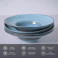 Conjunto com 4 Pratos para Massa Porto Orgânico Breeze em Stoneware 28cm – Azul - 3